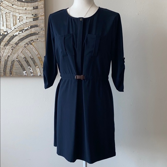 Skies Are Blue - Delaine Belted Blue Shirt Dress - Picture 2 of 11